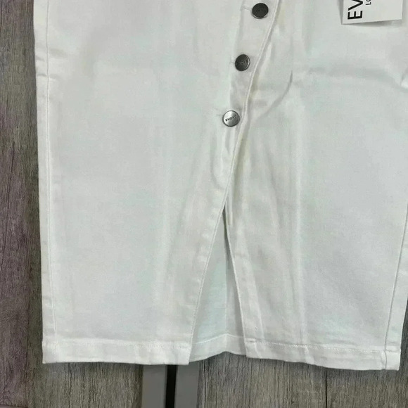 EVIDNT Skirt 26 White Denim Asymmetrical Front Slit Buttons Pencil Anthropologie - Picture 4 of 10